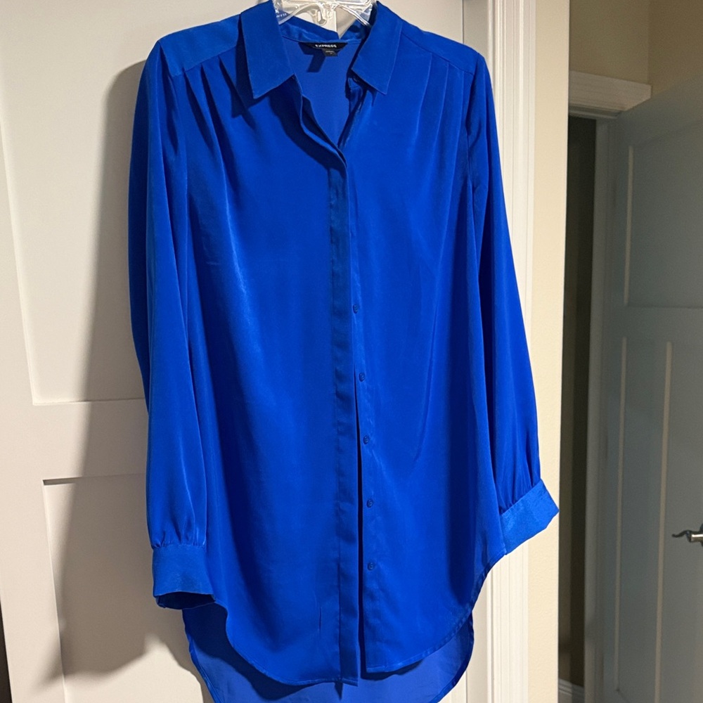 Express Cobalt Blue Button-Down Blouse
